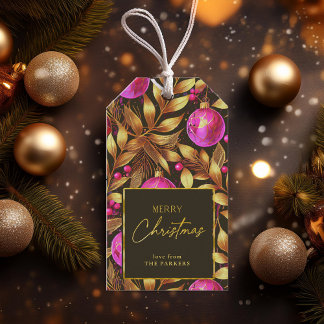 Magenta Gold Weihnachtsmuster#29 ID1009 Geschenkanhänger