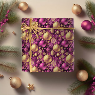 Magenta Gold Weihnachtsmuster#31 ID1009 Geschenkpapier