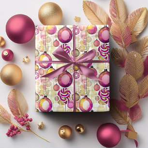 Magenta Gold Weihnachtsmuster#6 ID1009 Geschenkpapier