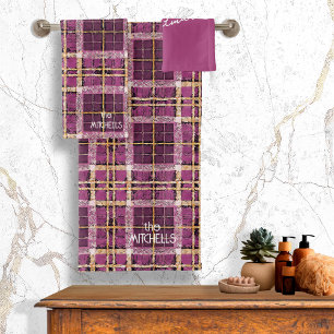 Magenta Gold Weihnachtsmuster#7 ID1009 Badhandtuch Set