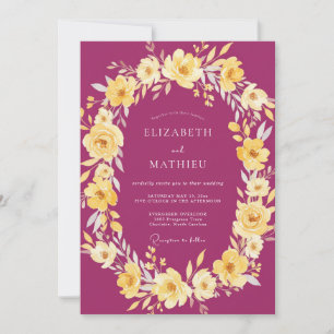 Magenta Gold Wildflower-Hochzeit Einladung