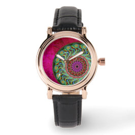 Magenta & Green Mandala Watch Armbanduhr