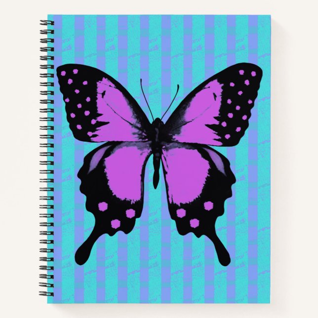 Magenta Grunge Butterfly Spiral Notebook Notizbuch (Vorderseite)