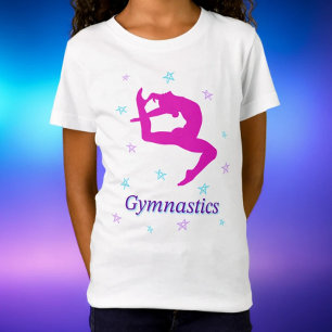 Magenta Gymnastik Leaping Silhouette Star T-Shirt