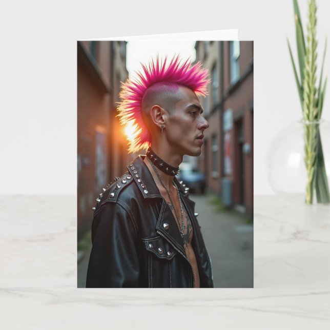 Magenta Haar Vatertagskarte Karte (Vorderseite)