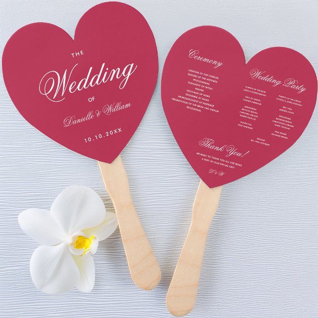 Magenta Heart Elegantes Hochzeitsprogramm für Kall Fächer (Von Creator hochgeladen)