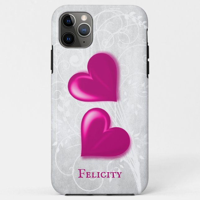 Magenta Hearts Personalisiert Case-Mate iPhone Hülle (Rückseite)