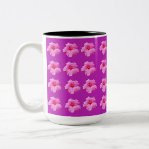 Magenta Hibiskus Kisses, Zwei-Tone-Kaffee-Tasse. Zweifarbige Tasse