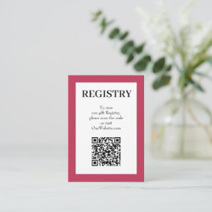 Magenta Hochzeitsgeschenk-Registrierungs-QR-Code Begleitkarte