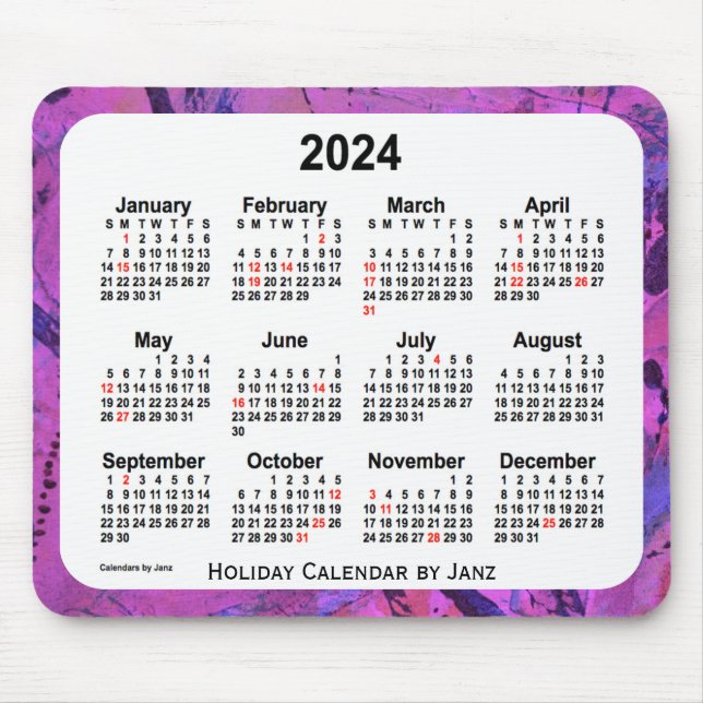 Magenta Holiday Art Calendar von Janz Mousepad (Vorne)