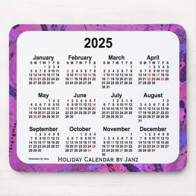 Magenta Holiday Art Calendar von Janz Mousepad (Vorne)