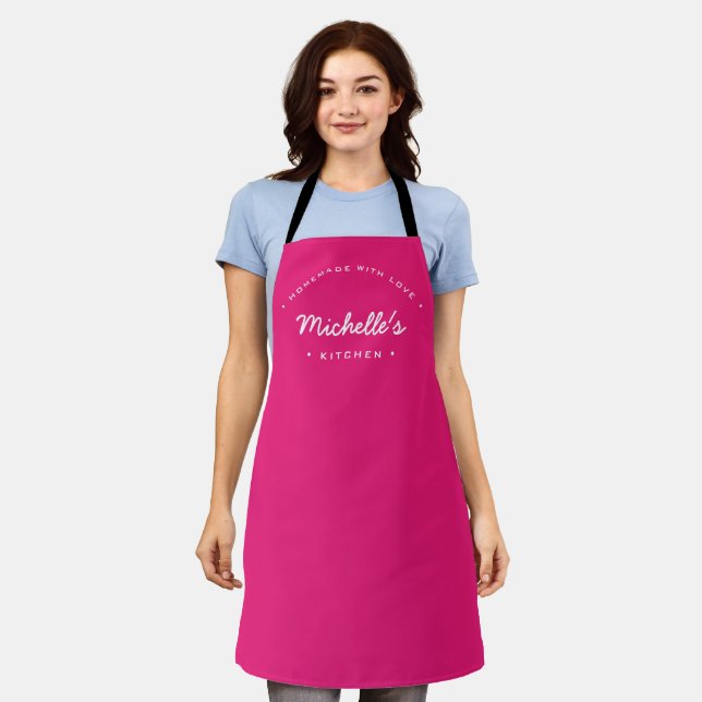 Magenta Homemade mit Liebe Custom Your Kitchen Schürze (Getragen)