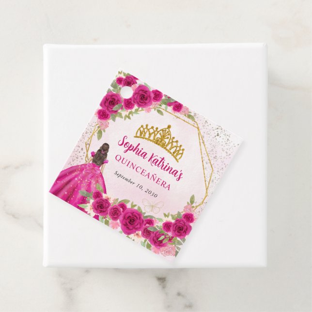 Magenta Hot Pink Gold BlumenPrinzessin Vielen Dank Geschenkanhänger (Beispiel)