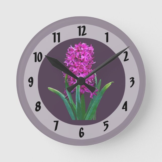 Magenta Hyacinth Runde Wanduhr (Vorderseite)