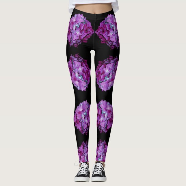 Magenta Hydrangeas Leggings (Vorderseite)