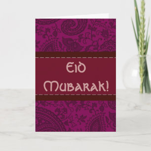 Magenta Indian damask Eid Mubarak Feiertagskarte
