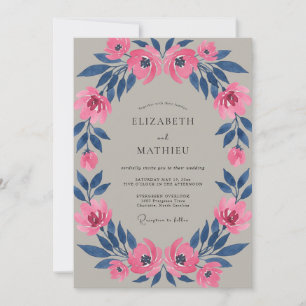 Magenta Indigo Petal Hochzeit Einladung