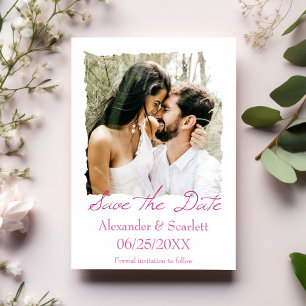 Magenta Jagged Frame Foto Save the Date Ankündigung