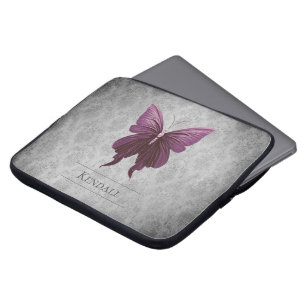 Magenta Jeweled Butterfly Damask Laptopschutzhülle