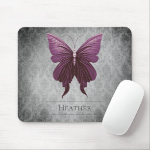 Magenta Jeweled Butterfly Damask Mousepad