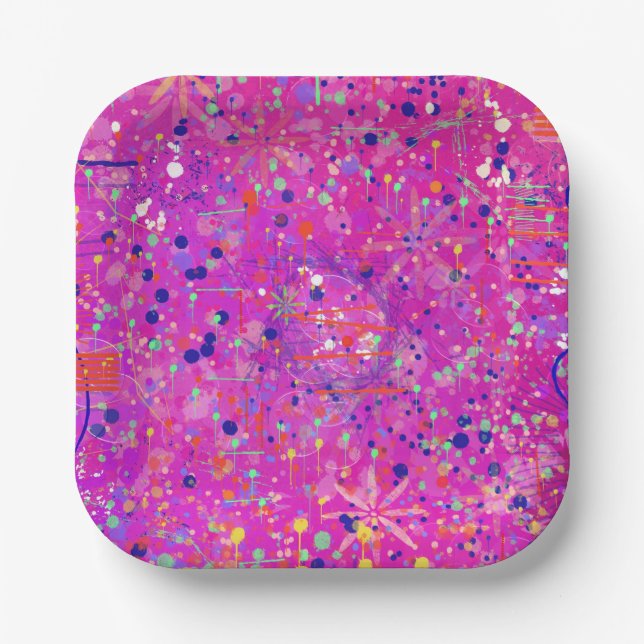 Magenta-Jubiläums-Abstract-Druck  Pappteller (Vorderseite)