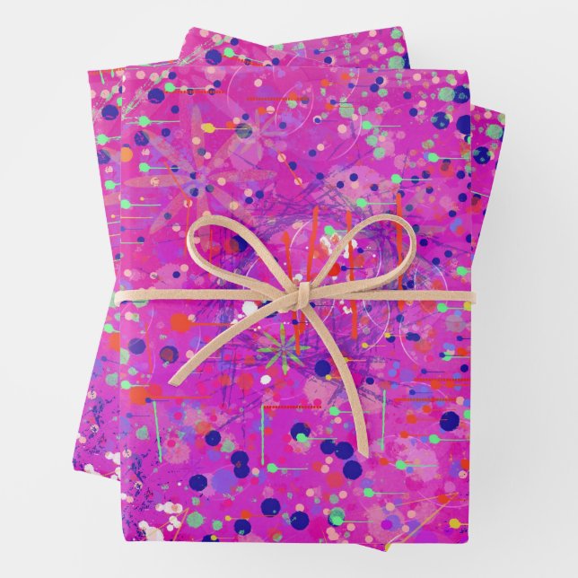 Magenta-Jubiläums-Abstract-Print  Geschenkpapier Set (Beispiel)