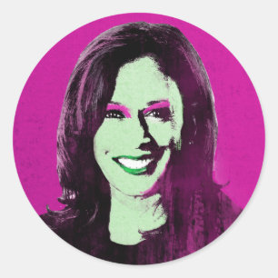 Magenta Kamala Harris Pop Art Runder Aufkleber