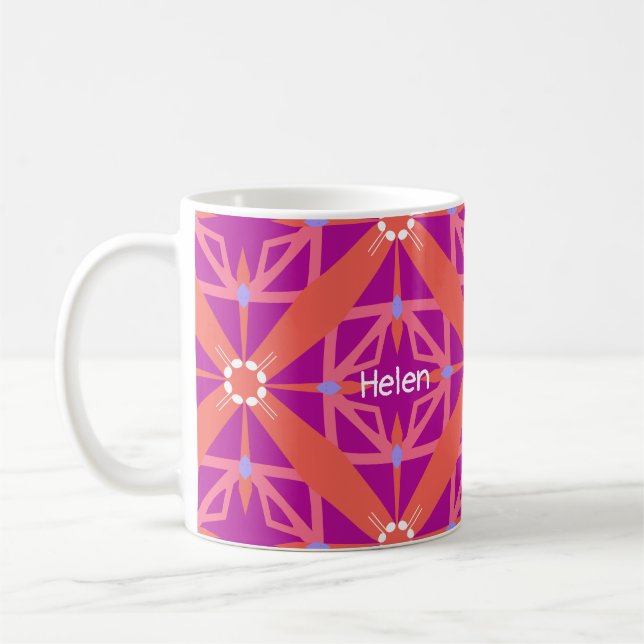 Magenta Key of Life Kaleidoskop Monogramm Kaffeetasse (Links)