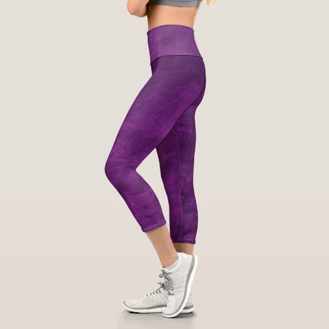 Magenta Leather Design Capri Leggings (Links)