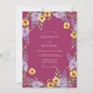 Magenta Lebendige Botanische Hochzeit Einladung