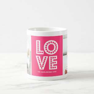 Magenta Liebe Marquee Valentine's Day Custom Foto Tasse
