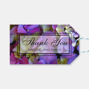 Magenta Lila-blaugelbe Hydrangeas-Blume Geschenkanhänger