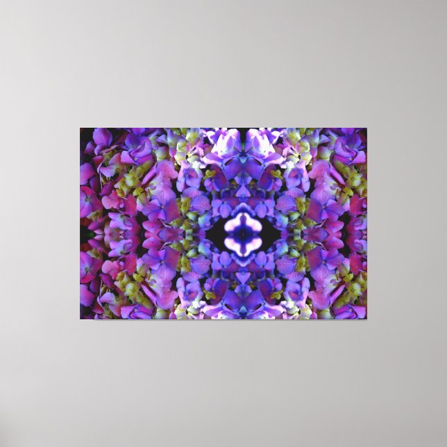 Magenta Lila-blaugelbe Hydrangeas-Blume Leinwanddruck (Vorderseite)
