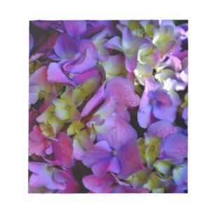 Magenta Lila-blaugelbe Hydrangeas-Blume Notizblock