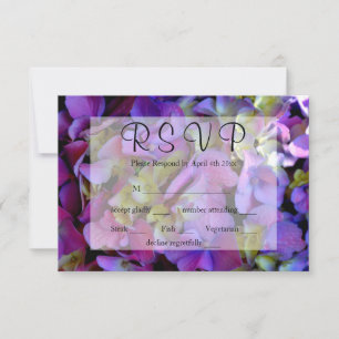 Magenta Lila-blaugelbe Hydrangeas-Blume RSVP Karte