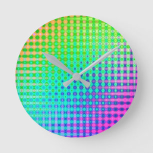 Magenta Lila Blue Green Yellow Pink Runde Wanduhr