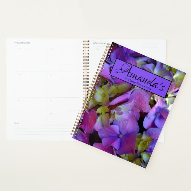 Magenta Lila Blue Hydrangeas Blume Hochzeit Planer (Anzeige)