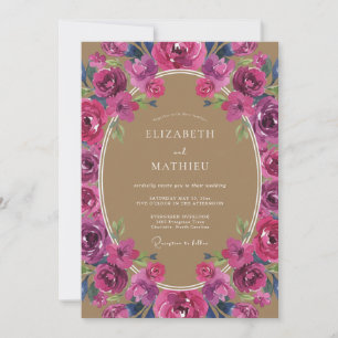 Magenta Lila Botanische Hochzeit Einladung