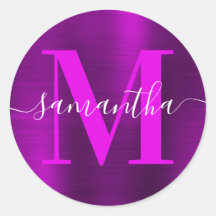 Magenta Lila Modern Signature Monogram Foil