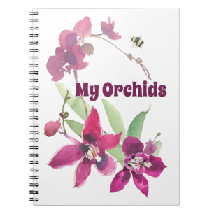 Magenta Lila Personalisierte Orchideenbiene Notizblock