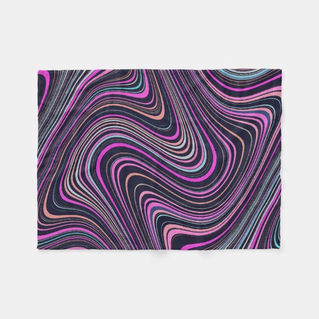Magenta Lila Pink Navy Muster Fleecedecke (Vorderseite (Horizontal))