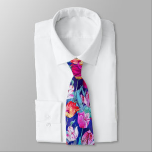 Magenta Lila Pink Rot Weiß Blau Tulpenblumen Krawatte