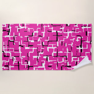 Magenta Lila Pink Schwarz Weiß COOL-Muster Strandtuch