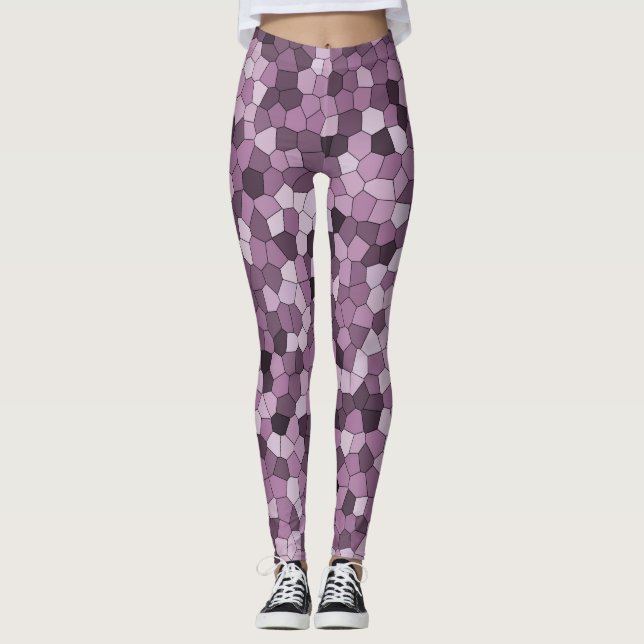 Magenta Lila rosa Muster Leggings (Vorderseite)