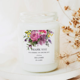 Magenta Lila Yellow Floral Boho Gastgeschenk Hochz Quadratischer Aufkleber