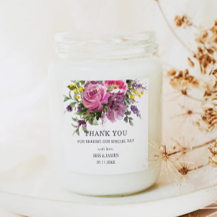 Magenta Lila Yellow Floral Boho Gastgeschenk Hochz Quadratischer Aufkleber