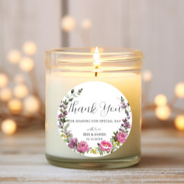 Magenta Lila Yellow Floral Boho Gastgeschenk Hochz Runder Aufkleber