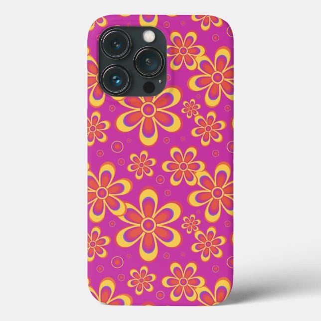 Magenta Lila Yellow Groovy Blume Pattern Case-Mate iPhone Hülle (Rückseite)
