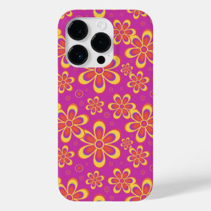Magenta Lila Yellow Groovy Blume Pattern Case-Mate iPhone 14 Pro Hülle