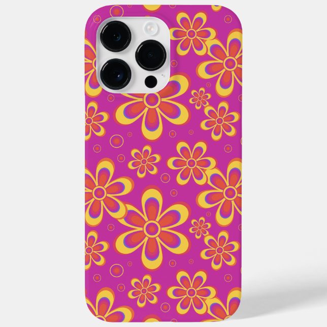 Magenta Lila Yellow Groovy Blume Pattern Case-Mate iPhone Hülle (Rückseite)